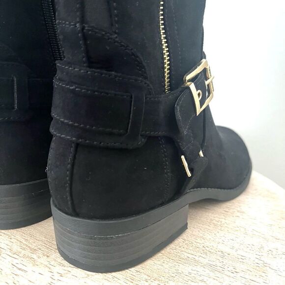 G by Guess Harson 5 Wide Calf Faux Suede Black Knee High Zip Up Boots Black 7.5 - Picture 7 of 13